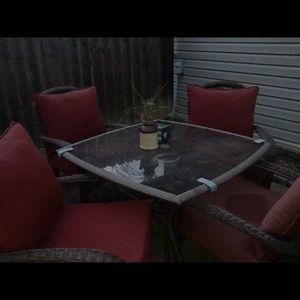 5 piece wicker outside patio dining set